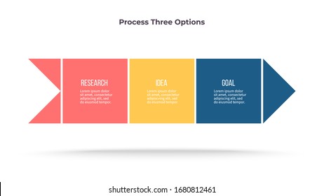 Business infographics. Process with 3 steps, labels, options. Vector chart.
