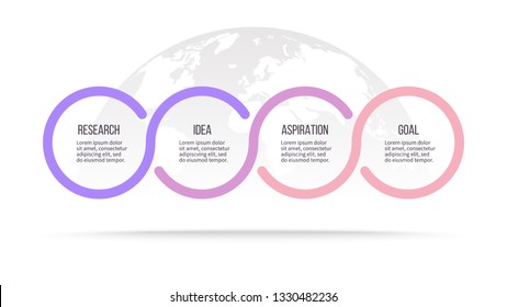Business infographics. Process with 4 options, steps, circles. Vector chart.