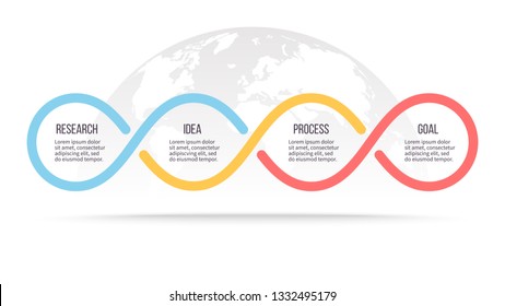 Business infographics. Process with 4 steps, labels, options. Vector chart.