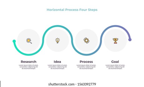 Business infographics. Process with 4 steps, labels,  options. Vector chart.