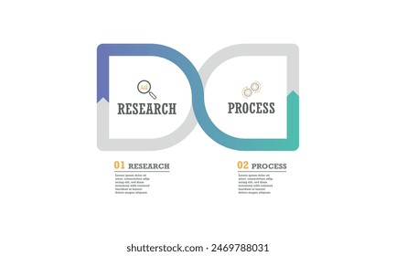 Business infographics process. Timeline infographics with 2 steps, and options. Vector chart.
