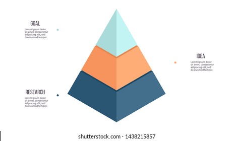 Business Infographics. Pyramid Chart  With 3 Steps, Options, Layers, Levels. Vector Diagram.