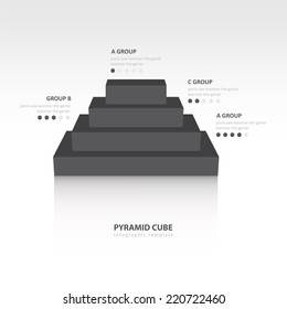 Business Infographics pyramid cube black color balance