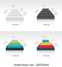 Business Infographics pyramid cube set