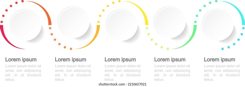 Business infographics with round template design, 5 options or steps. Vector illustration