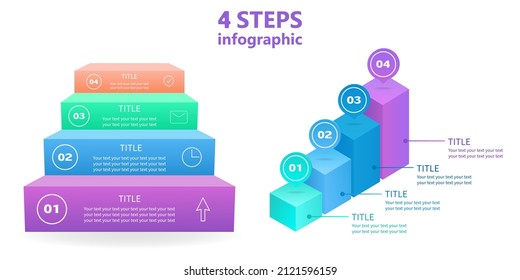 Business infographics set. Ladders from 4 stages. 3 D. Vector illustration.