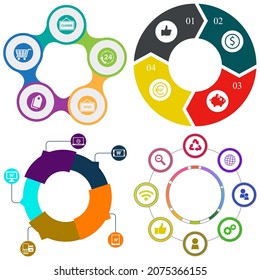 infografías de negocios. Juego de gráfico circular	