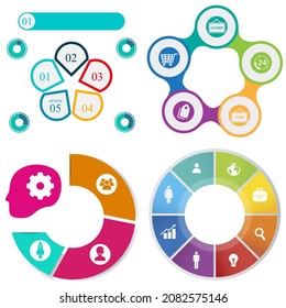 infografías de negocios. Juego de gráfico circular	
