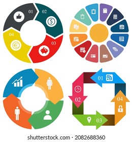 infografías de negocios. Juego de gráfico circular	