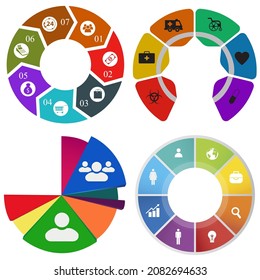 infografías de negocios. Juego de gráfico circular	
