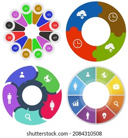 infografías de negocios. Juego de gráfico circular	