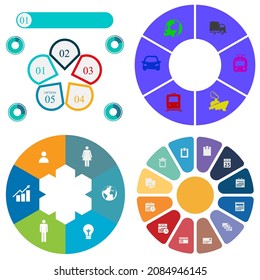 infografías de negocios. Juego de gráfico circular	
