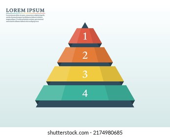 Business infographics with stages of a Sales Funnel, Triangular chart or pyramid diagram