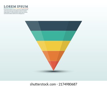 infografías empresariales con etapas de un embudo de ventas, gráfico triangular o diagrama piramidal