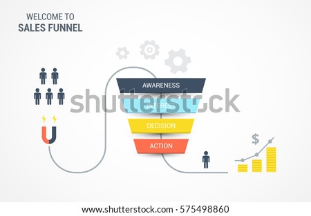 Business infographics with stages of a Sales Funnel. Internet marketing concept - vector illustration.