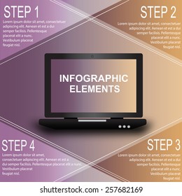 Business infographics steps with laptop