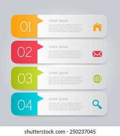 Business infographics tabs template for presentation, education, web design, banners, brochures, flyers. Brown and pink colors. Vector illustration.