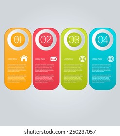 Business infographics tabs template for presentation, education, web design, banners, brochures, flyers. Brown and pink colors. Vector illustration.