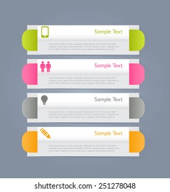Business infographics tabs template for presentation, education, web design, banner, brochure, flyer. Vector illustration.