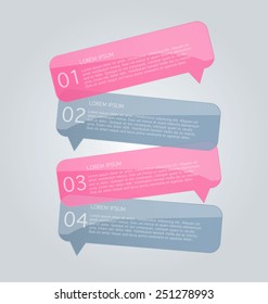 Business infographics tabs template for presentation, education, web design, banner, brochure, flyer. Pink and grey colors. Vector illustration.