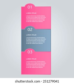 Business infographics tabs template for presentation, education, web design, banner, brochure, flyer. Pink and grey colors. Vector illustration.