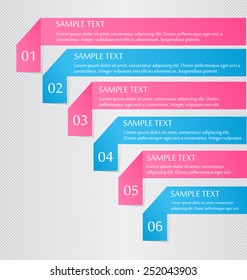 Business infographics tabs template for presentation, education, web design, banners, brochures, flyers. Pink and blue colors. Green and purple. Vector illustration.