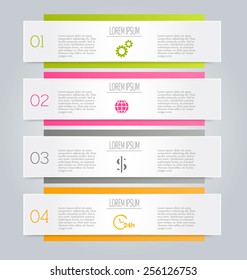 Business infographics tabs template for presentation, education, web design, banners, brochures, flyers. Vector illustration.