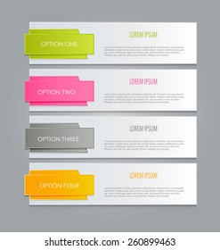 Business infographics tabs template for presentation, education, web design, banners, brochures, flyers. Vector illustration.