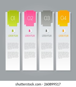 Business infographics tabs template for presentation, education, web design, banners, brochures, flyers. Vector illustration.