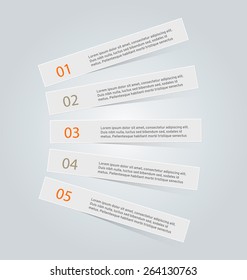 Business infographics tabs template for presentation, education, web design, banners, brochure, flyer. Orange color. Vector illustration.