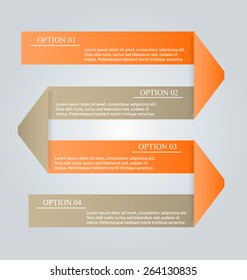 Business infographics tabs template for presentation, education, web design, banners, brochure, flyer. Orange color. Vector illustration.