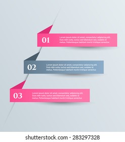 Business infographics tabs template for presentation, education, web design, banner, brochure, flyer. Pink and grey colors. Vector illustration.