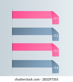 Business infographics tabs template for presentation, education, web design, banner, brochure, flyer. Pink and grey colors. Vector illustration.