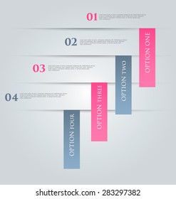 Business infographics tabs template for presentation, education, web design, banner, brochure, flyer. Pink and grey colors. Vector illustration.