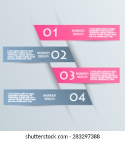 Business infographics tabs template for presentation, education, web design, banner, brochure, flyer. Pink and grey colors. Vector illustration.