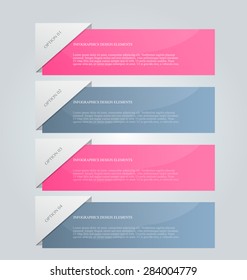 Business infographics tabs template for presentation, education, web design, banner, brochure, flyer. Pink and grey colors. Vector illustration.