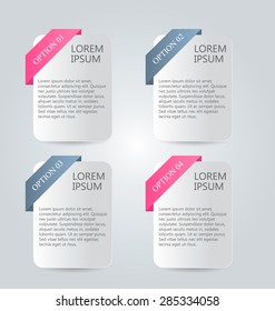 Business infographics tabs template for presentation, education, web design, banner, brochure, flyer. Pink and grey colors. Vector illustration.