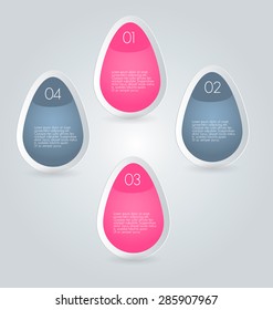 Business infographics tabs template for presentation, education, web design, banner, brochure, flyer. Pink and grey colors. Vector illustration.