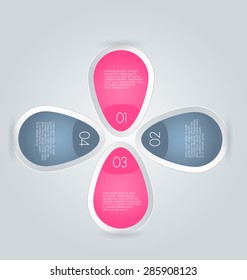 Business infographics tabs template for presentation, education, web design, banner, brochure, flyer. Pink and grey colors. Vector illustration.