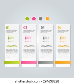 Business infographics tabs template for presentation, education, web design, banners, brochures, flyers. Vector illustration