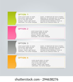 Business infographics tabs template for presentation, education, web design, banners, brochures, flyers. Vector illustration