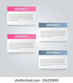 Business infographics tabs template for presentation, education, web design, banner, brochure, flyer. Pink and grey colors. Vector illustration.