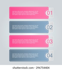 Business infographics tabs template for presentation, education, web design, banner, brochure, flyer. Pink and grey colors. Vector illustration.