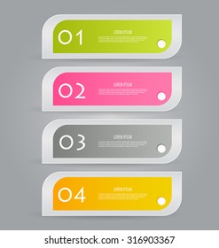 Business infographics tabs template for presentation, education, web design, banners, brochures, flyers. Vector illustration.