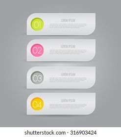 Business infographics tabs template for presentation, education, web design, banners, brochures, flyers. Vector illustration.