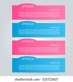 Business infographics tabs template for presentation, education, web design, banners, brochures, flyers. Pink and blue colors. Pink and blue. Vector illustration.
