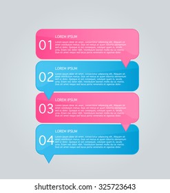 Infografiken für Unternehmen Vorlage für Präsentation, Bildung, Webdesign, Banner, Broschüren, Flyer. Rosa und Blau. Rosa und blau. Vektorgrafik.