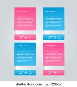 Business infographics tabs template for presentation, education, web design, banners, brochures, flyers. Pink and blue colors. Pink and blue. Vector illustration.