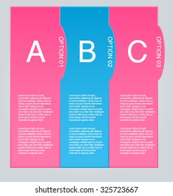 Business infographics tabs template for presentation, education, web design, banners, brochures, flyers. Pink and blue colors. Pink and blue. Vector illustration.