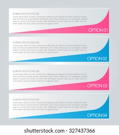 Business infographics tabs template for presentation, education, web design, banners, brochures, flyers. Pink and blue colors. Pink and blue. Vector illustration.